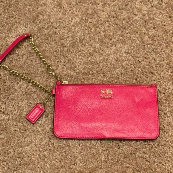Hot Pink Coach Wristlet - Picture 1 of 3